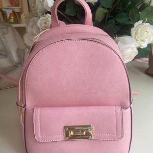 pink faux leather back pack